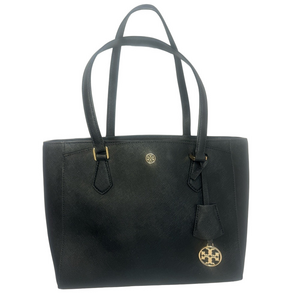 #177 Tory Burch Robinson Small Black Saffiano Leather Tote Bag